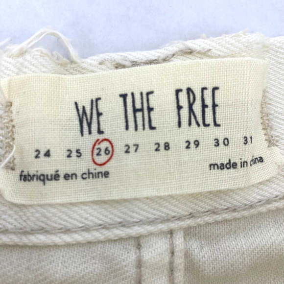 We The Free Jean Shorts Womens 26 Button Fly Boho Distressed Lace Denim Festival - Picture 2 of 9